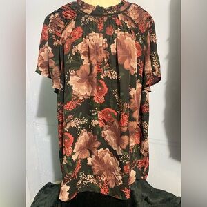 Torrid Floral Print Top - Black and Brown
